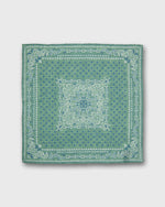 Load image into Gallery viewer, Hand-Rolled Linen/Cotton Print Pocket Square in Mint/Navy Flower Paisley
