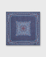 Load image into Gallery viewer, Hand-Rolled Linen/Cotton Print Pocket Square in Navy/Red Paisley
