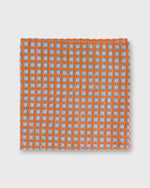Load image into Gallery viewer, Hand-Rolled Linen/Cotton Print Pocket Square in Apricot/French Blue Foulard
