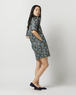Load image into Gallery viewer, Elbow-Sleeved Frill Dress in Navy/Multi Fairytale Forest Liberty Fabric
