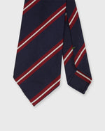 Load image into Gallery viewer, Silk/Cotton Woven Tie in Navy/Red/Bone Stripe
