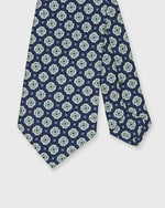 Load image into Gallery viewer, Silk/Linen Print Tie in Navy/Lovat/Bone Foulard
