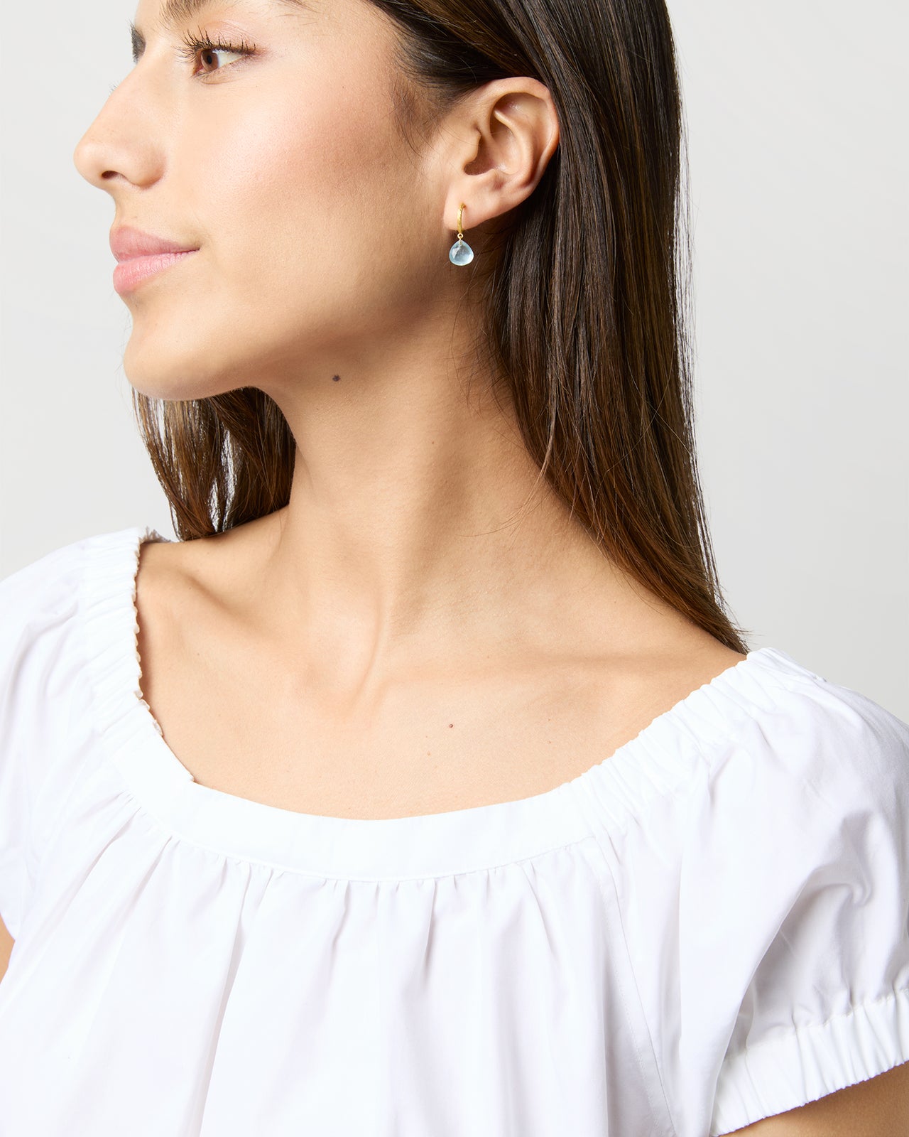 Ava Hoop Earrings in Milky Aquamarine