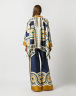 Load image into Gallery viewer, Palazzo Pant in Blue Mudejar Placée Silk Twill
