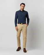 Load image into Gallery viewer, Long-Sleeved Polo in Heather Denim Pima Pique

