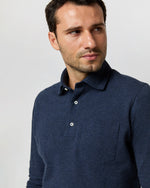 Load image into Gallery viewer, Long-Sleeved Polo in Heather Denim Pima Pique
