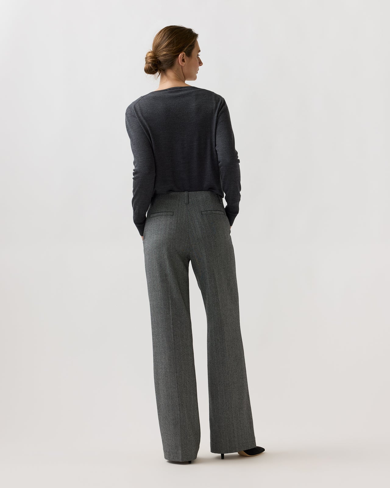 Frankie Pant in Black/White Stretch Herringbone