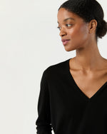 Load image into Gallery viewer, Kate V-Neck Sweater in Black Escorial Wool
