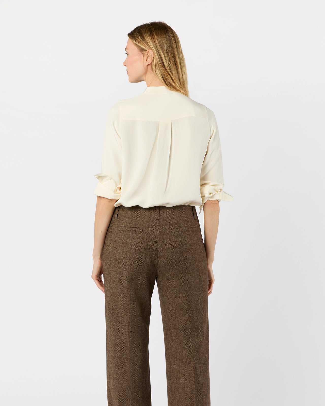 Marigold Blouse in Ivory Silk Crepe de Chine