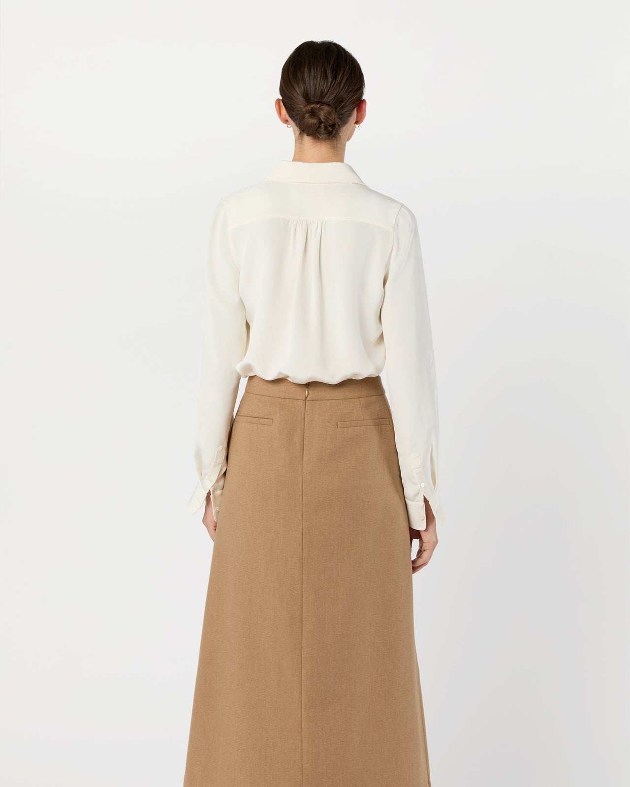 Natalia Blouse in Ivory Silk Crepe de Chine