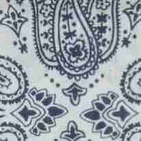 Hand-Rolled Cotton Print Pocket Square in White/Navy Paisley