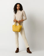 Load image into Gallery viewer, Small Mercato Handwoven Tote in Yellow Leather

