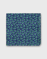 Load image into Gallery viewer, Hand-Rolled Wool Print Pocket Square in Midnight/Moss Large Flower
