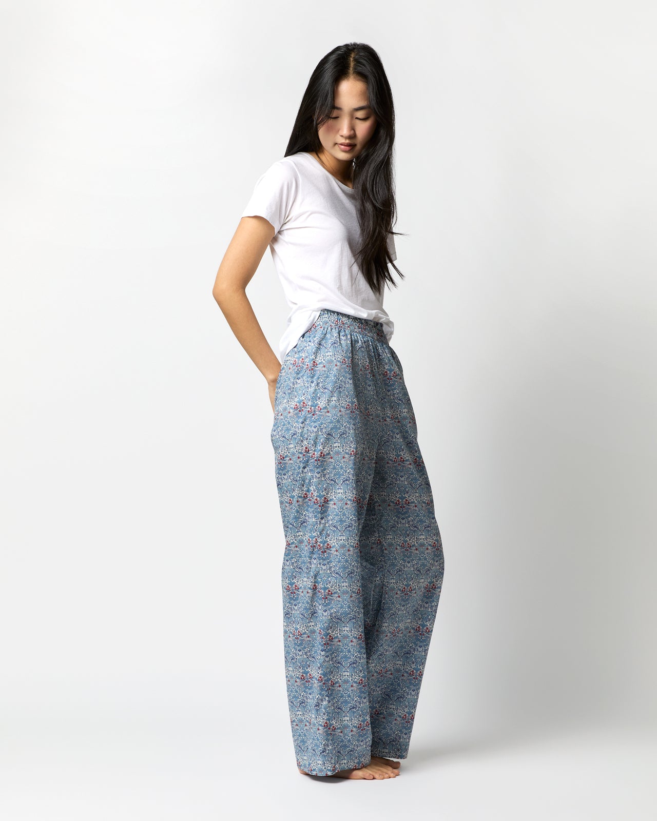 Pajama Pant in Blue Multi Strawberry Thief Liberty Fabric