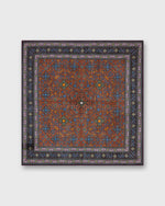 Load image into Gallery viewer, Hand-Rolled Wool/Silk Pocket Square in Orange/Dusty Rose/Midnight Mosaic
