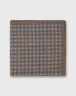 Load image into Gallery viewer, Hand-Rolled Wool/Silk Pocket Square in Brown/Blue/Orange Foulard
