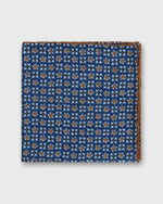 Load image into Gallery viewer, Wool/Silk Print Pocket Square in Marine/Sky/Umber Mosaic
