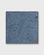 Load image into Gallery viewer, Wool/Silk Print Pocket Square in Marine/Sky/Umber Mosaic
