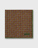 Load image into Gallery viewer, Wool/Silk Print Pocket Square in Brown/Straw/Olive Mosaic
