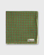 Load image into Gallery viewer, Wool/Silk Print Pocket Square in Fern/Gold Foulard
