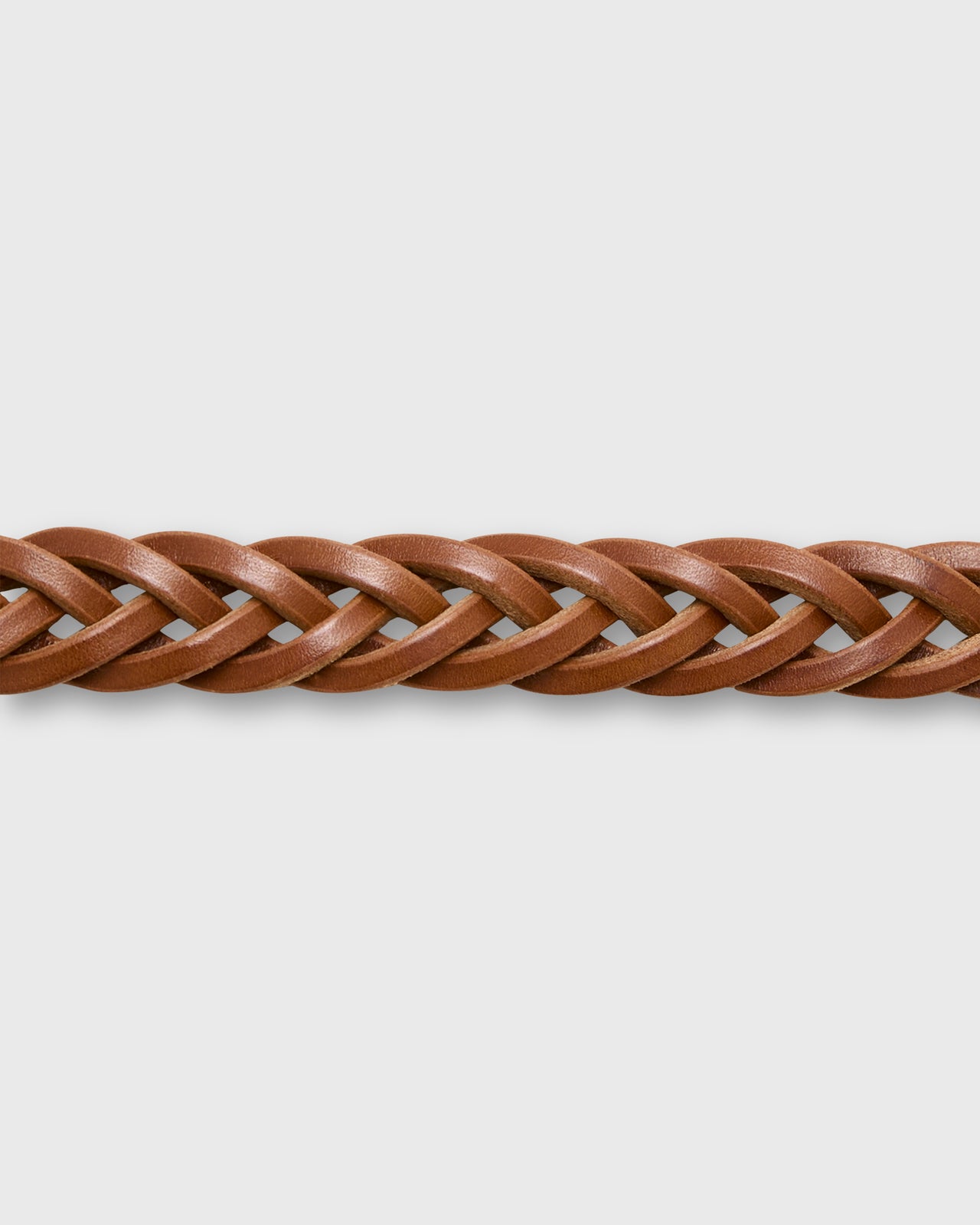 Five Plait Braided Belt in Medium Brown Leather