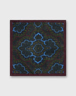 Load image into Gallery viewer, Hand-Rolled Wool Print Pocket Square in Green/Navy/Glacier Paisley
