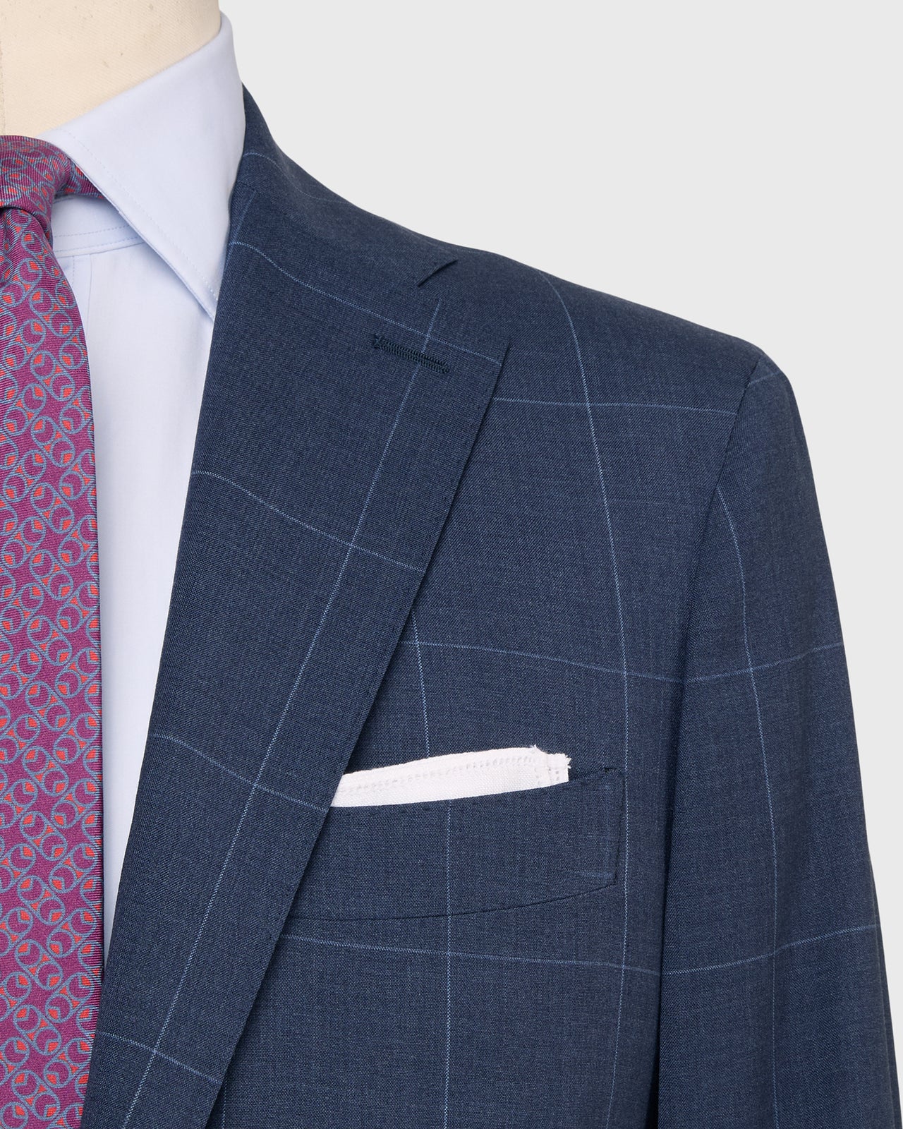 Virgil No. 3 Suit in Char Blue/Sky Windowpane Plainweave