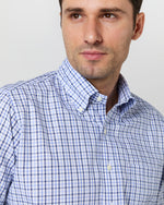 Load image into Gallery viewer, Button-Down Sport Shirt in Blue/Navy Tattersall Oxford
