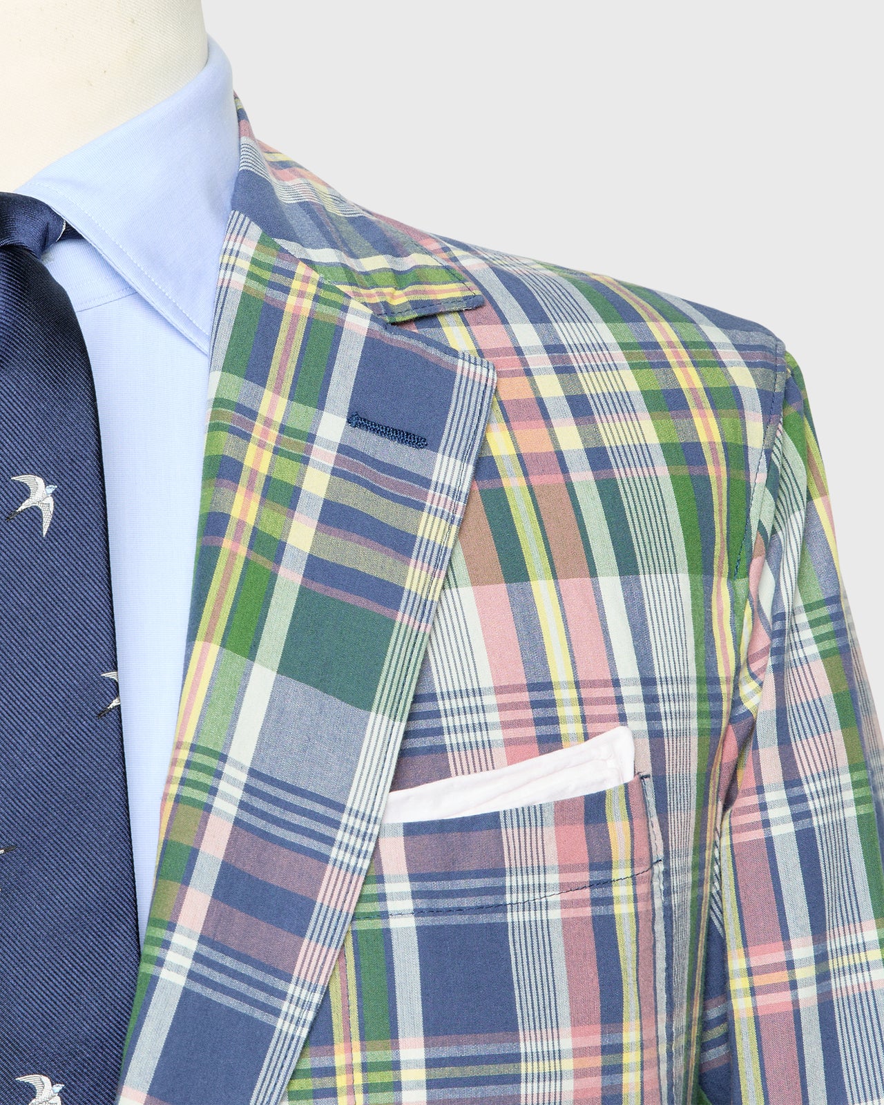 Butcher Jacket in Blue/Green/Orchid Plaid Madras