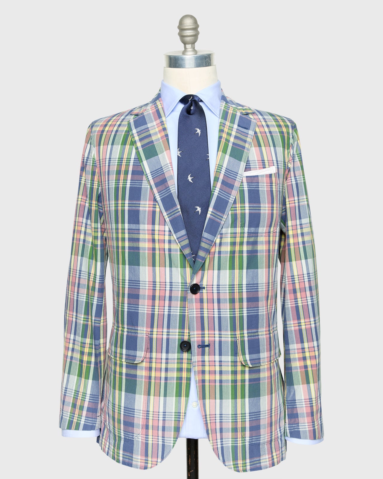 Butcher Jacket in Blue/Green/Orchid Plaid Madras