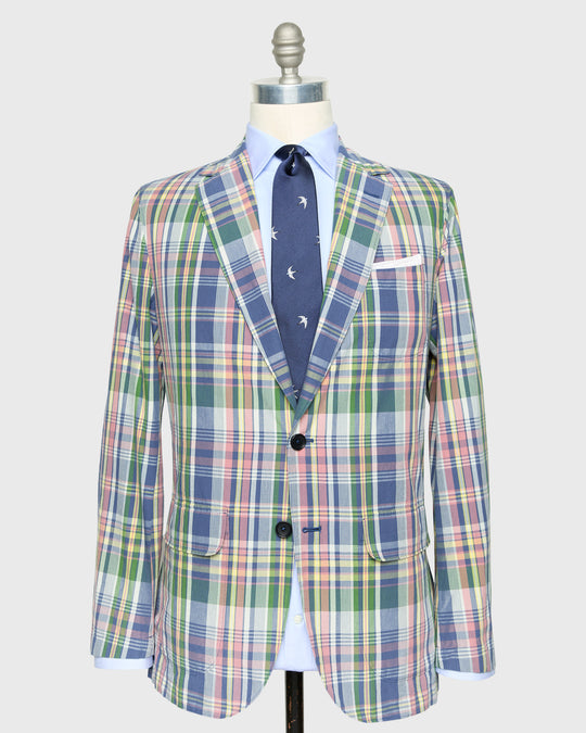 Butcher Jacket in Blue/Green/Orchid Plaid Madras