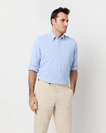 Load image into Gallery viewer, Knit Button-Down Popover Shirt in Sky Oxford Pima Pique
