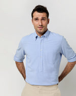 Load image into Gallery viewer, Knit Button-Down Popover Shirt in Sky Oxford Pima Pique
