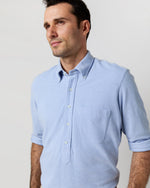 Load image into Gallery viewer, Knit Button-Down Popover Shirt in Sky Oxford Pima Pique
