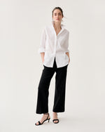 Load image into Gallery viewer, Frankie Cropped Pant in Black Bi-Stretch Tropical Wool
