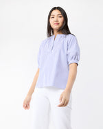 Load image into Gallery viewer, Selina Top in Blue/White Stripe Pinpoint
