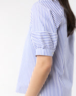 Load image into Gallery viewer, Selina Top in Blue/White Stripe Pinpoint
