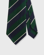 Load image into Gallery viewer, Silk/Cotton Mogador Tie in Green/Navy/Bone Stripe
