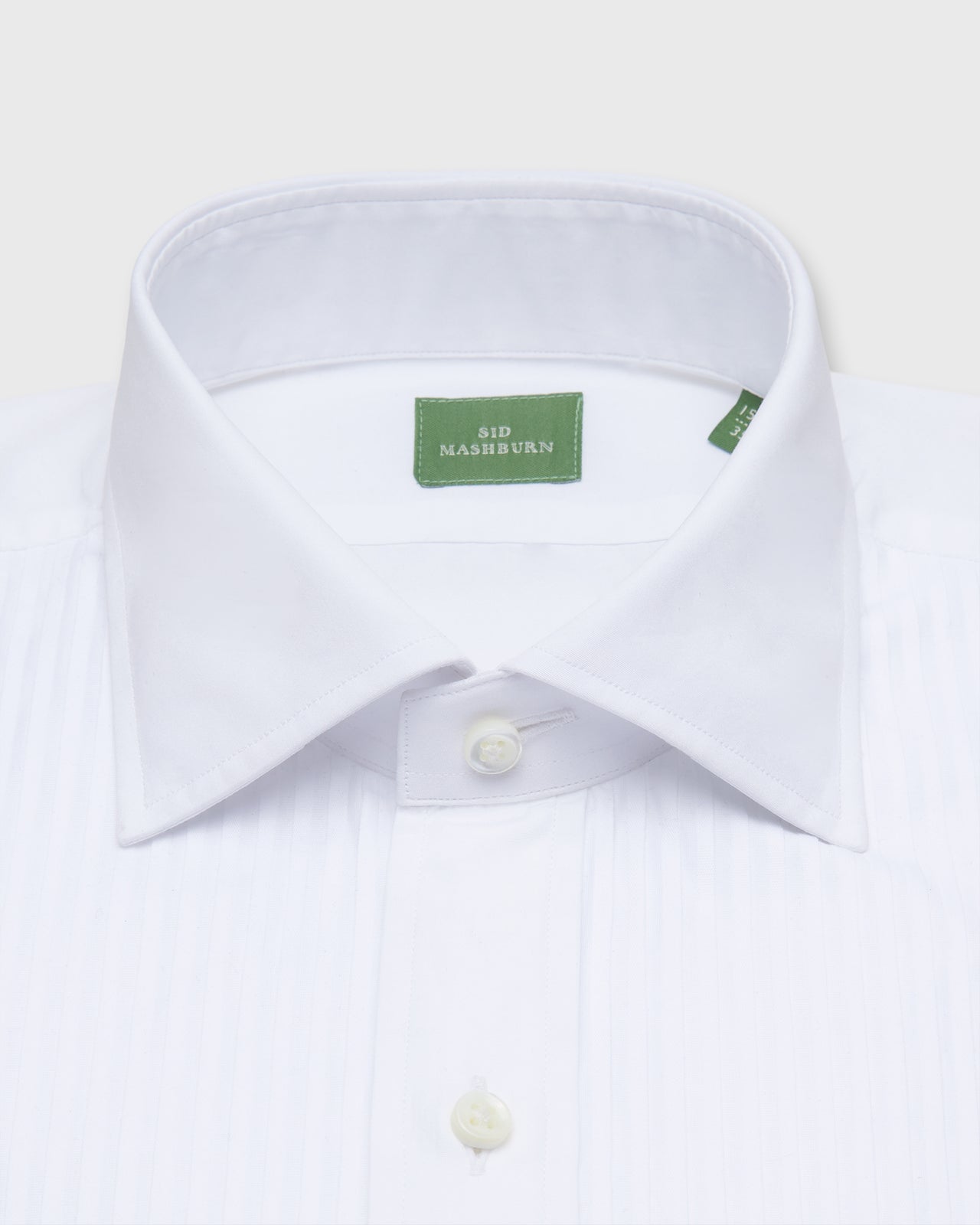 French-Cuff Pleated Bib-Front Tuxedo Shirt in White Poplin