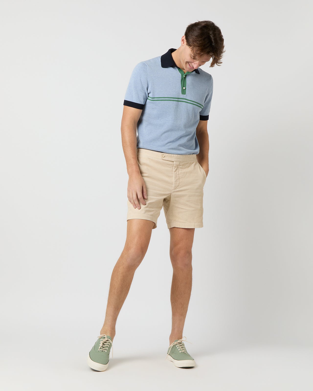Side-Tab Field Short in Bone Garment-Dyed Corduroy