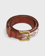 Load image into Gallery viewer, 1.25" African Beaded Belt in White/Pink Triangle
