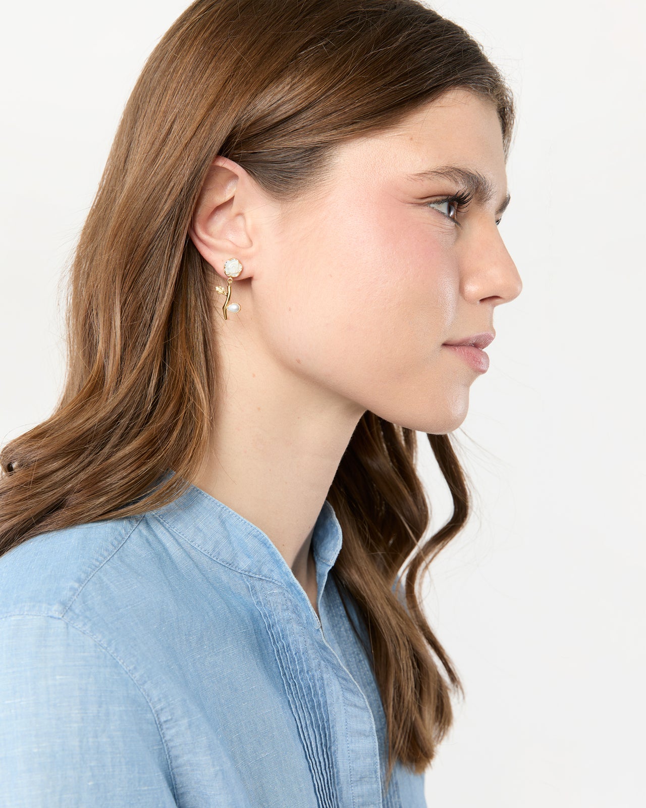 Flower Drop Earrings in White