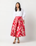 Load image into Gallery viewer, Elana Skirt in Red/Natural Bold Abstract Flower Mikado
