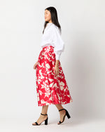 Load image into Gallery viewer, Elana Skirt in Red/Natural Bold Abstract Flower Mikado
