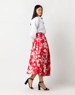 Load image into Gallery viewer, Elana Skirt in Red/Natural Bold Abstract Flower Mikado
