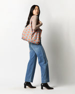 Load image into Gallery viewer, Reusable Tote Bag in Blue/Orange Clementina Liberty Fabric
