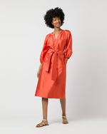 Load image into Gallery viewer, Trapunto Blouson Dress in Orange Silk Shantung

