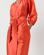 Load image into Gallery viewer, Trapunto Blouson Dress in Orange Silk Shantung
