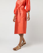 Load image into Gallery viewer, Trapunto Blouson Dress in Orange Silk Shantung

