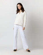 Load image into Gallery viewer, Catherine Johnny-Collar Sweater in Chalk Cotton
